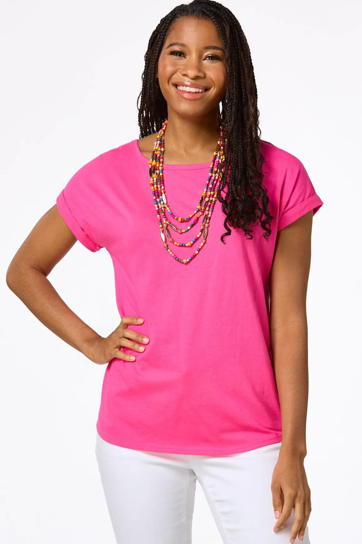 Solid Rolled Cuff Tee