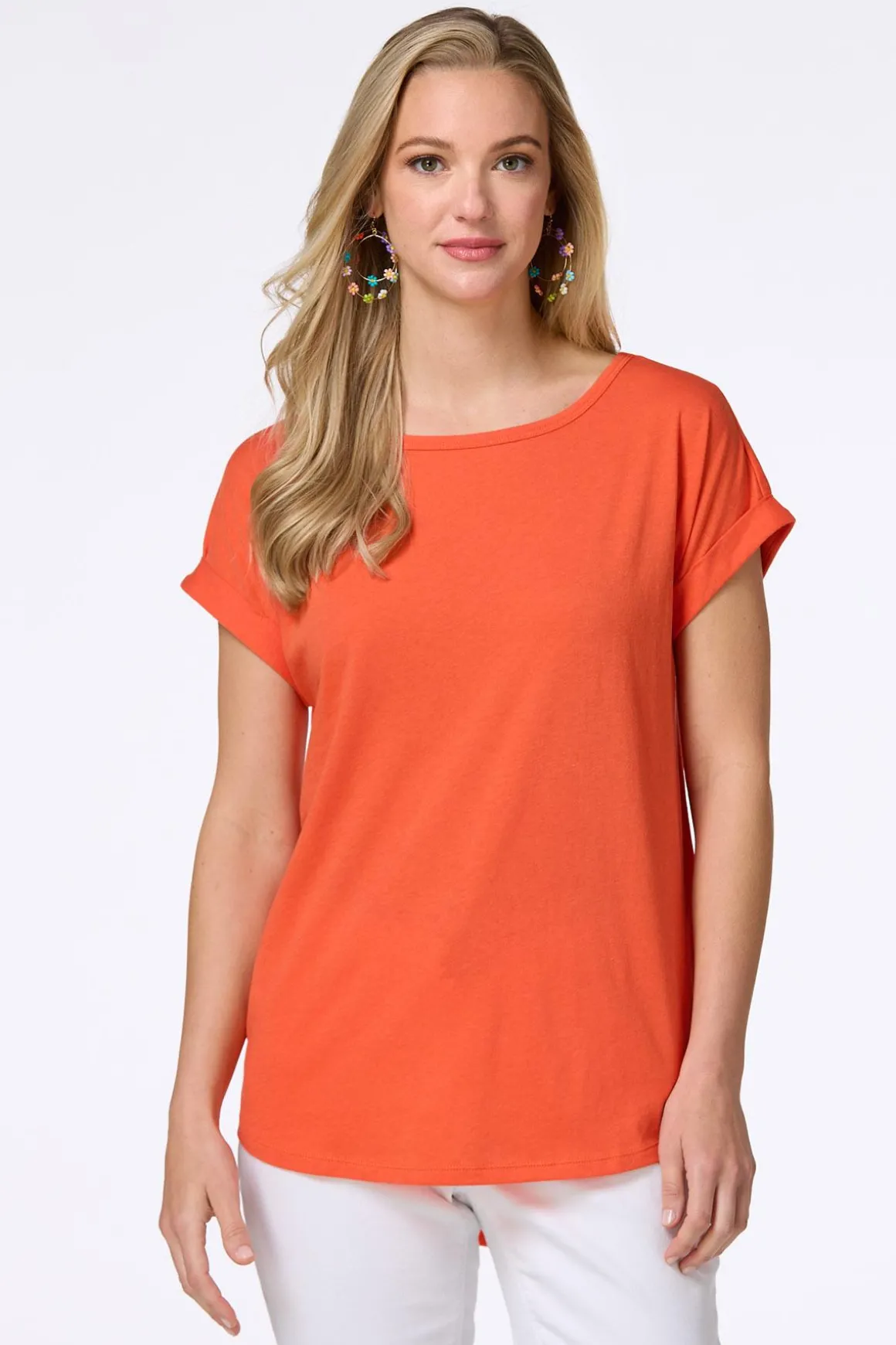 Solid Rolled Cuff Tee