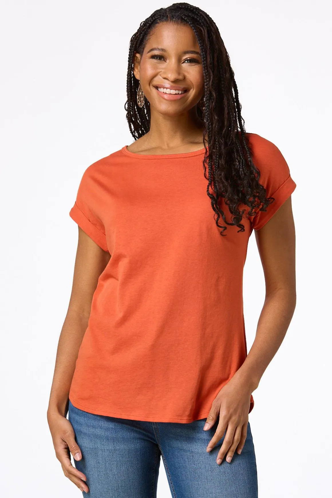 Solid Rolled Cuff Tee