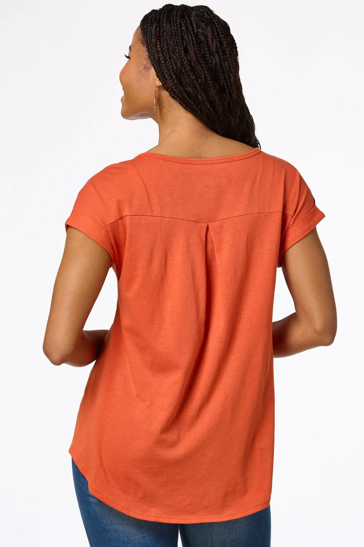 Solid Rolled Cuff Tee