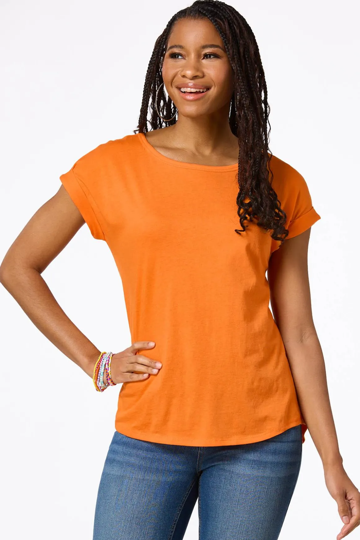Solid Rolled Cuff Tee