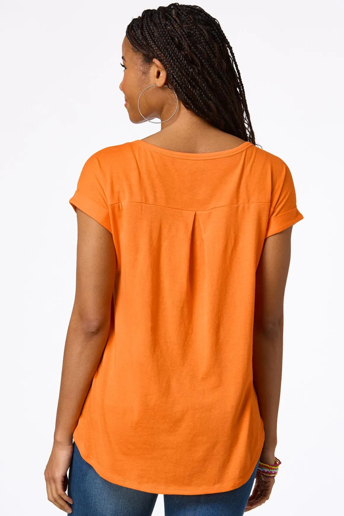 Solid Rolled Cuff Tee