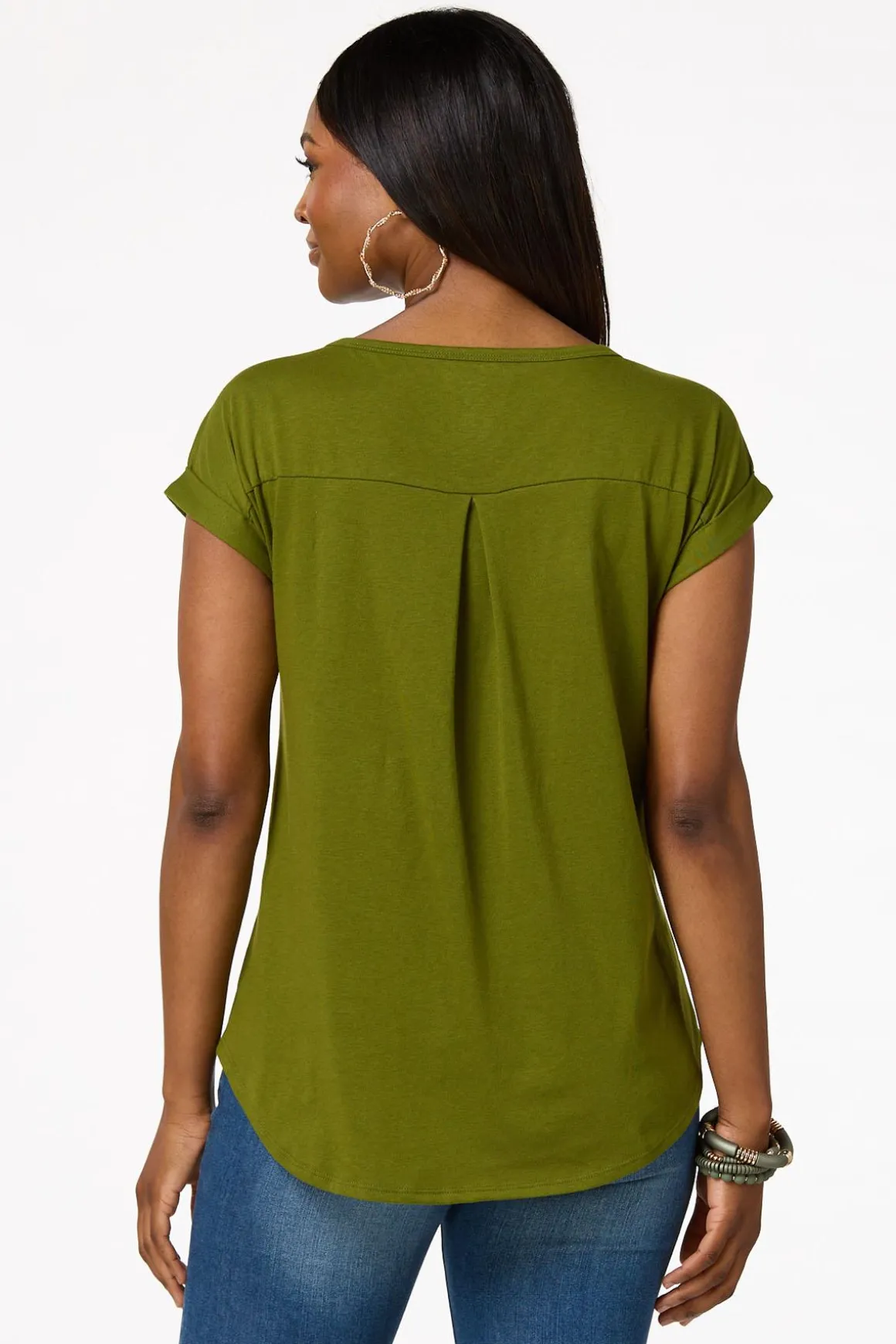 Solid Rolled Cuff Tee