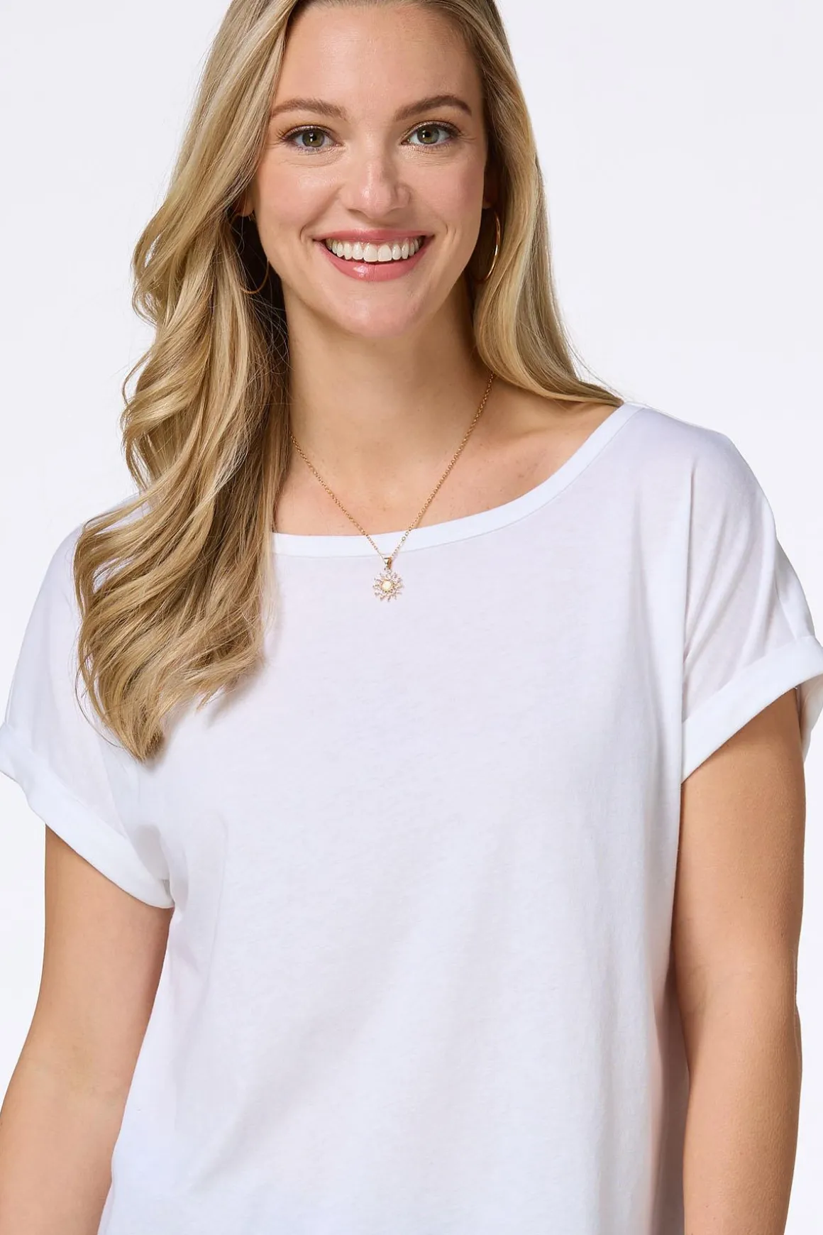Solid Rolled Cuff Tee