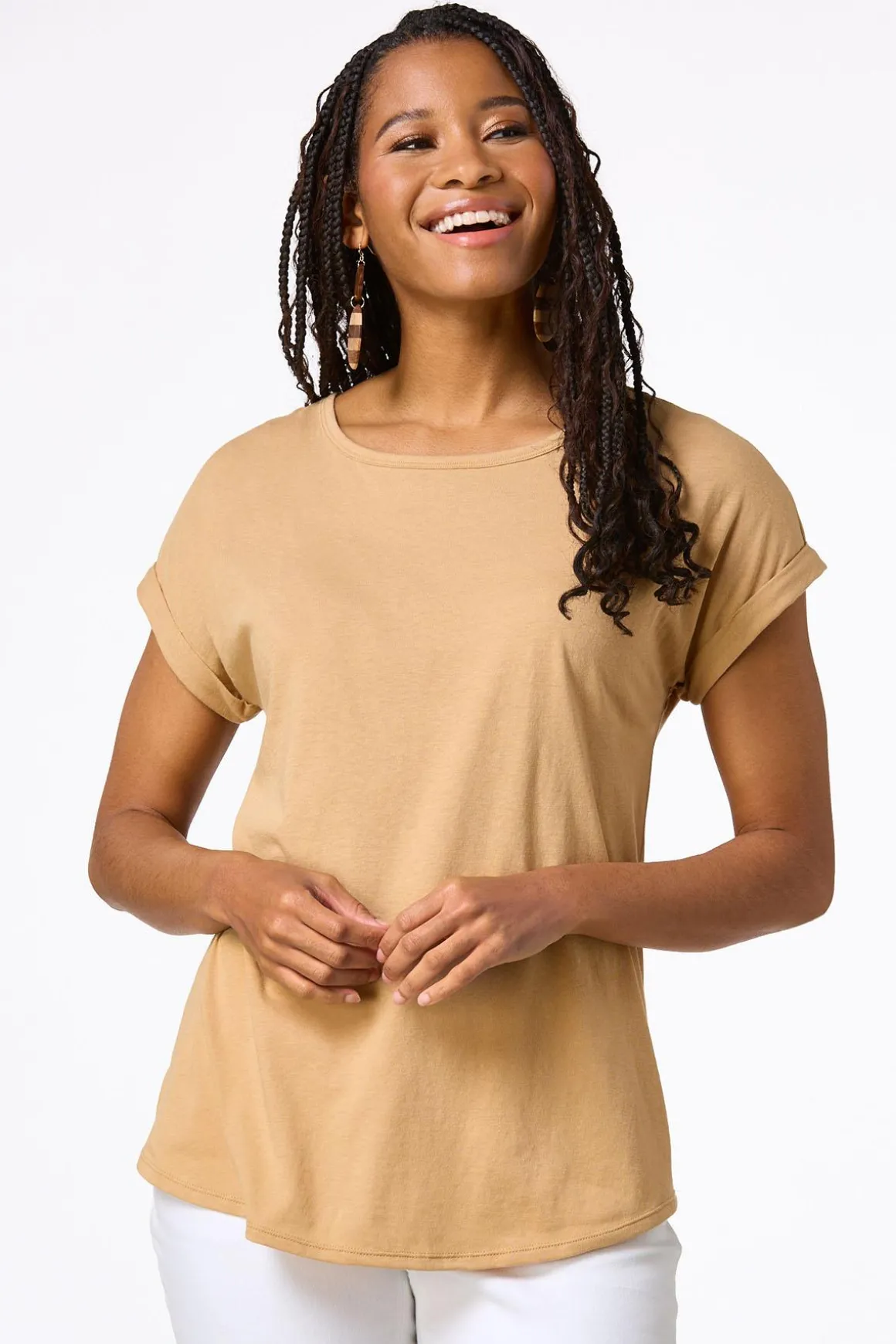 Solid Rolled Cuff Tee