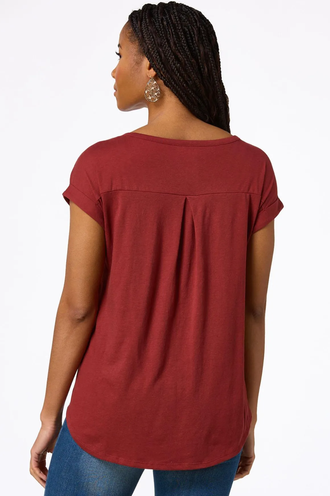 Solid Rolled Cuff Tee