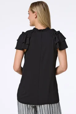 Solid Ruffled Crepe Top