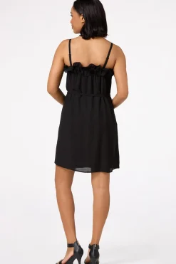 Solid Ruffled Tie Waist Dress