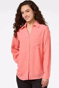 Solid Sheer Button Down Top
