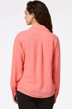 Solid Sheer Button Down Top