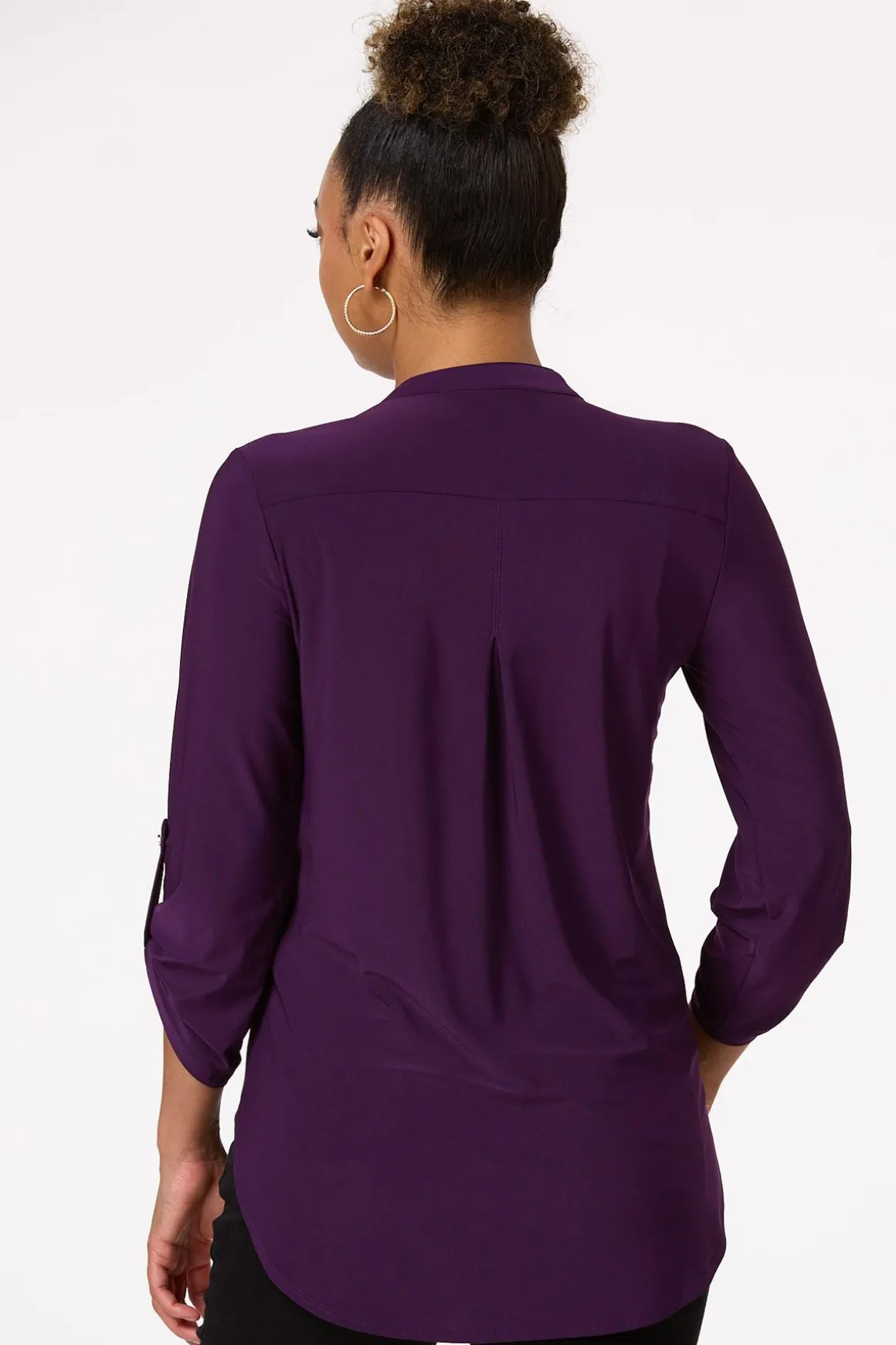 Solid Split V- Neck Top