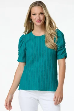 Solid Textured Puff Sleeve Top