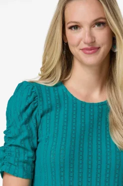 Solid Textured Puff Sleeve Top