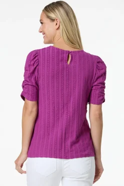 Solid Textured Puff Sleeve Top