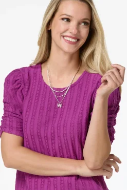 Solid Textured Puff Sleeve Top