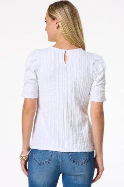 Solid Textured Puff Sleeve Top