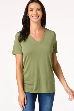 Solid V- Neck Tee
