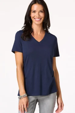 Solid V- Neck Tee