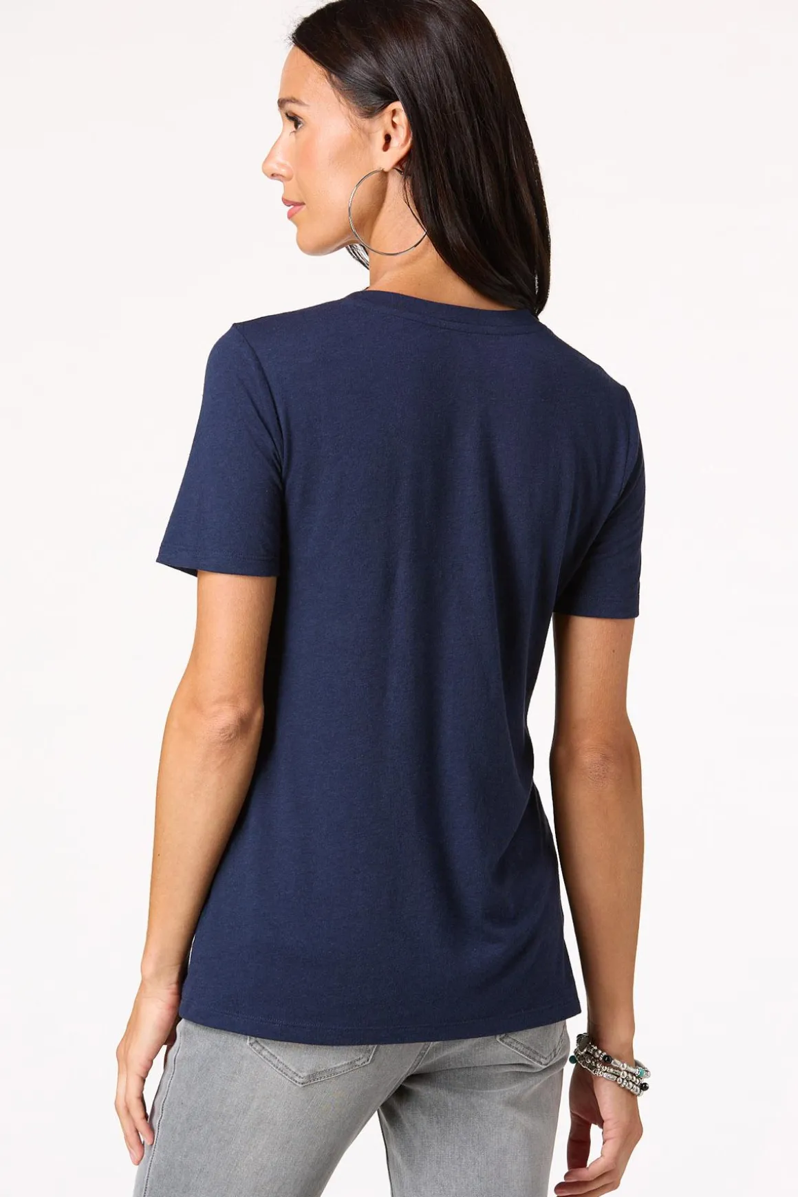 Solid V- Neck Tee