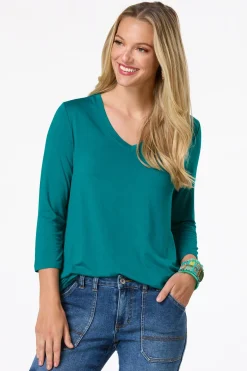 Solid V- Neck Tunic Top