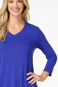 Solid V- Neck Tunic Top