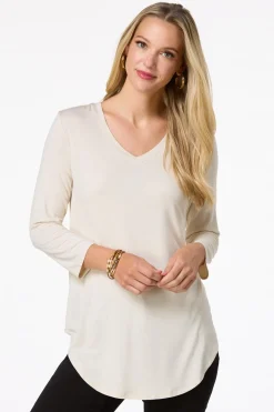 Solid V- Neck Tunic Top