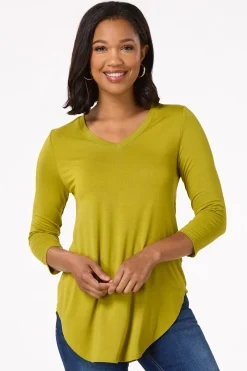 Solid V- Neck Tunic Top