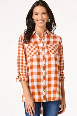 Spice Check Button Down Shirt