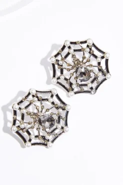 Spider Web Button Earrings