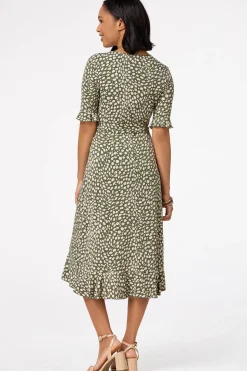 Spotted Faux Wrap Dress