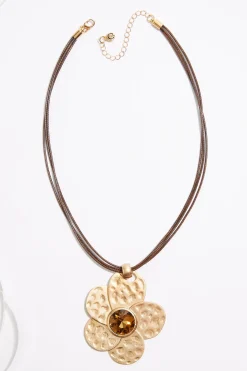 Statement Flower Pendant Cord Necklace