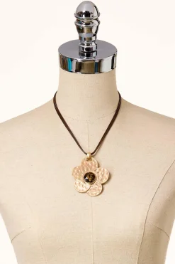 Statement Flower Pendant Cord Necklace