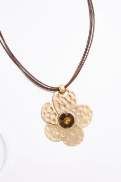 Statement Flower Pendant Cord Necklace