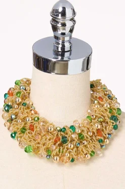 Statement Glass Bead Bib Necklace