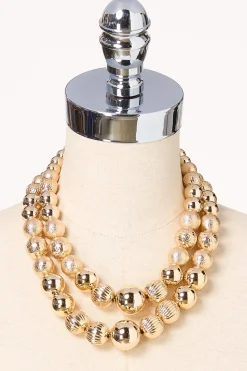 Statement Gold Ball Layered Necklace