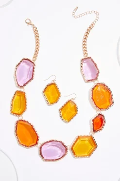 Statement Lucite Short Necklace Set