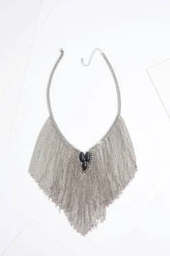 Statement Silver Tassel Necklace