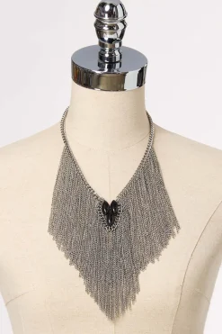 Statement Silver Tassel Necklace