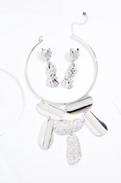 Statement Textured Wire Necklace Set
