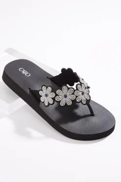 Stone Flower Flip Flops