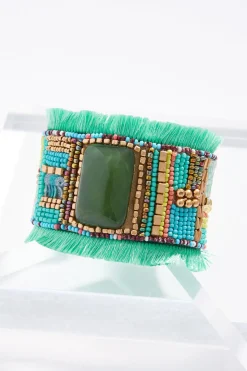 Stone Frayed Cuff Bracelet