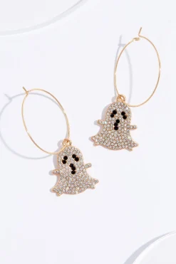 Stone Ghost Hoop Earrings