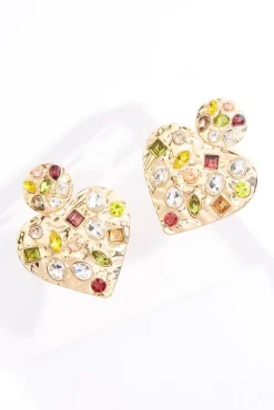 Stone Gold Heart Earrings