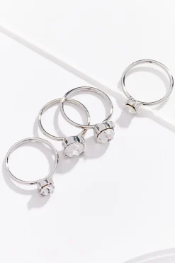 Stone Silver Ring Set
