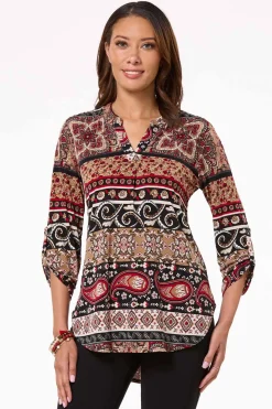 Stripe Floral Medallion Top