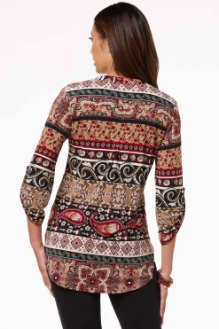 Stripe Floral Medallion Top
