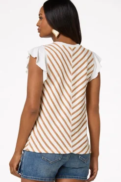 Stripe Flutter Sleeve Top
