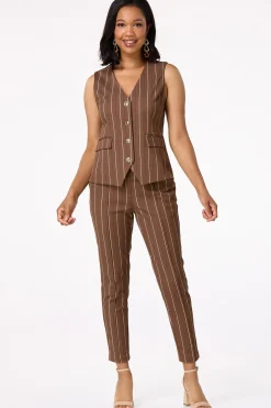 Stripe Gold Button Vest
