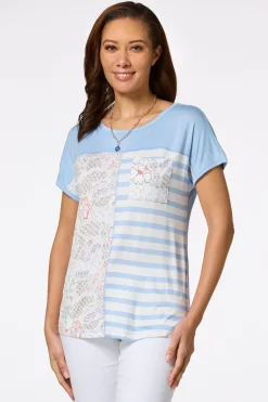 Stripe Mix Floral Tee