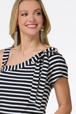 Stripe One Shoulder Top